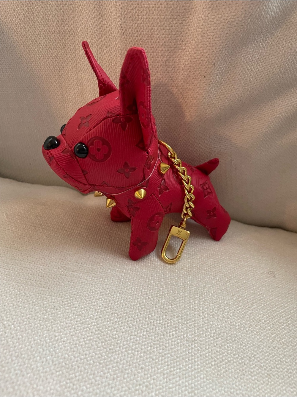 Red Leather French Bulldog Charm Keyring/bag charm